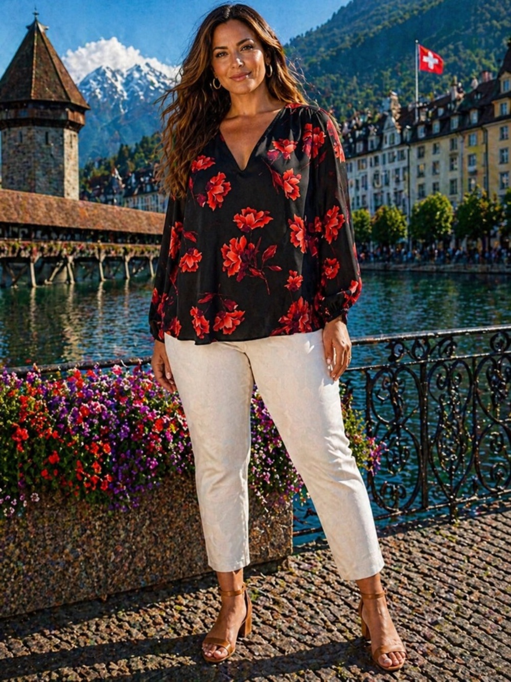 🌺 Ava & Viv Women’s Plus Size Floral V-Neck Blouse 🌺
